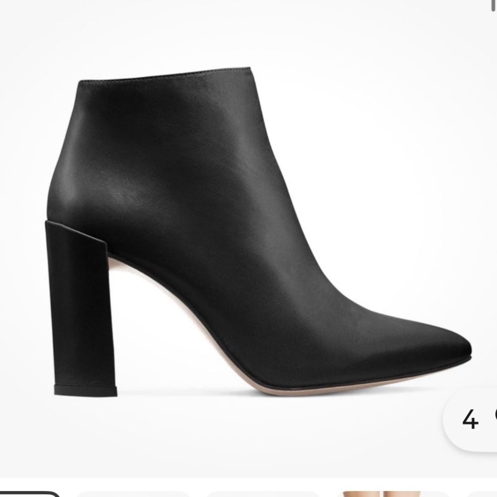 Stuart Weitzman the pure bootie Black Ankle Boots 86443 genuine leather 8.5M